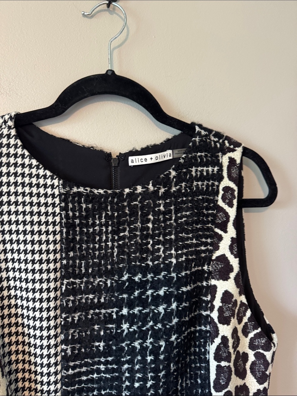 Alice + Olivia Clyde Pattern Mix Wool Blend Dress - Picture 2 of 5